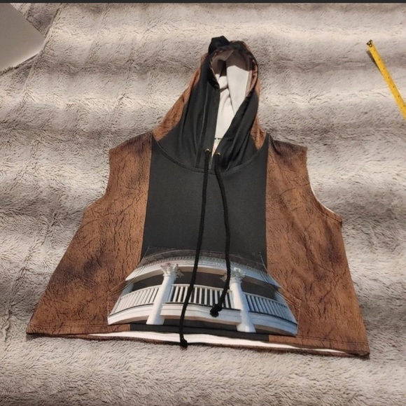 IPNG Women’s Size L/XL 8/10 . Art To Wear Sleeveless Hooded Pullover Shirt NEW - Picture 2 of 6